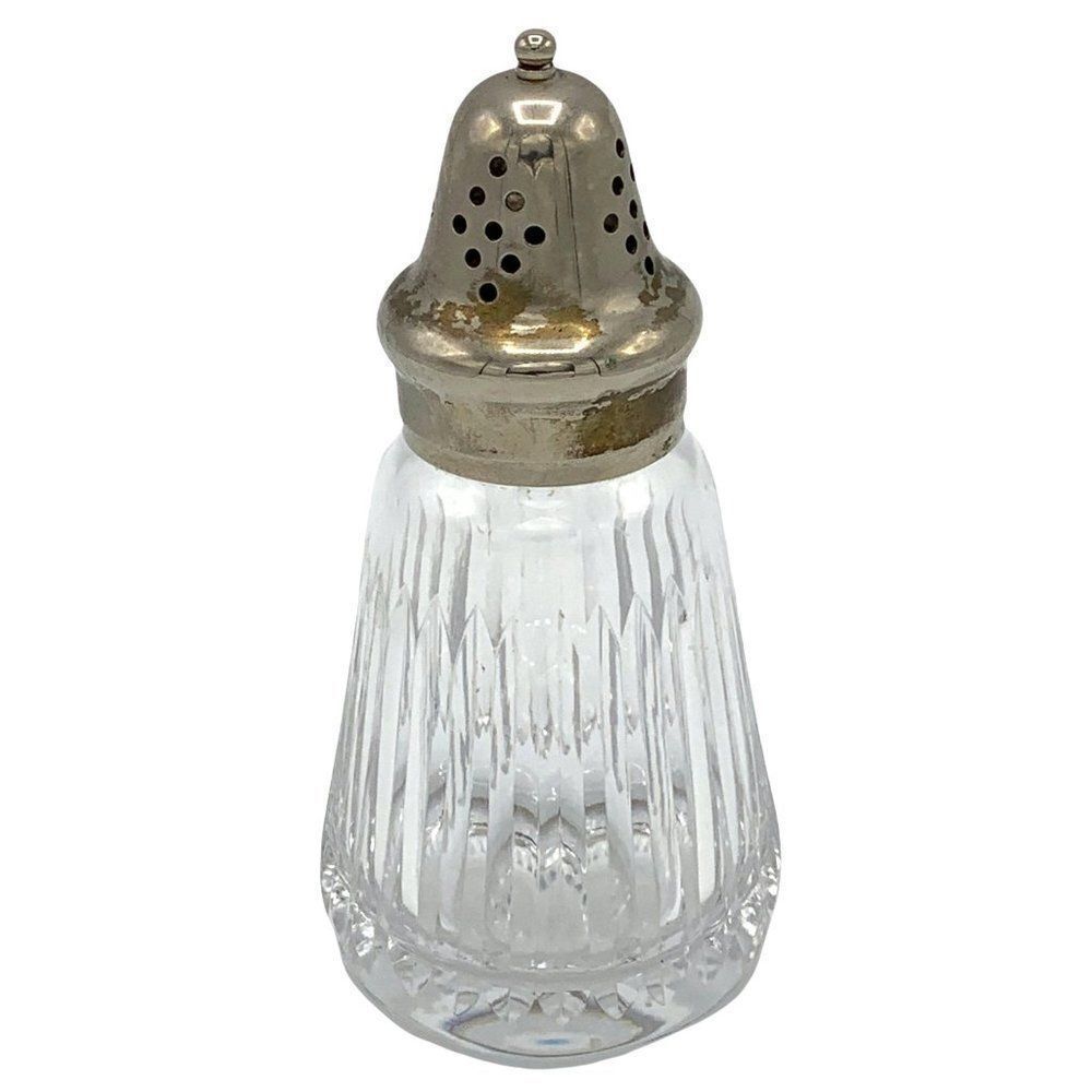 Vintage Gucci Italian Cut Crystal Sugar Shaker Muffineer Silver Plated RARE HTF